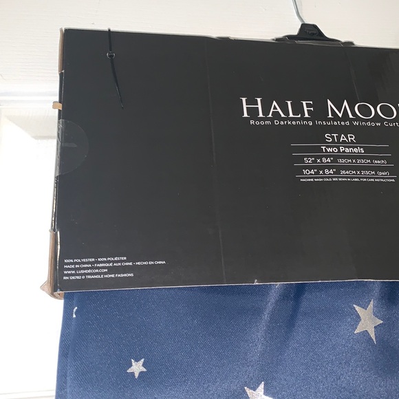 Half Moon Blue w Silver Stars 52”x84” Room Darkening  Insulated Curtains NEW - Picture 12 of 17